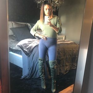 🔥💚Olive Green Thigh High Boots- Size 8💚🔥